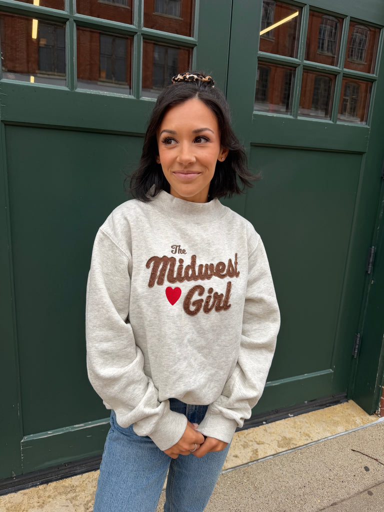 Mock Neck Crew in Oatmeal