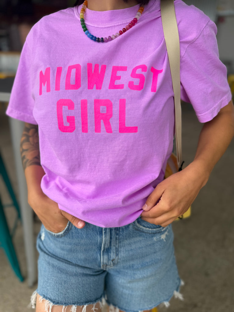 Midwest Girl Tee in Neon Violet