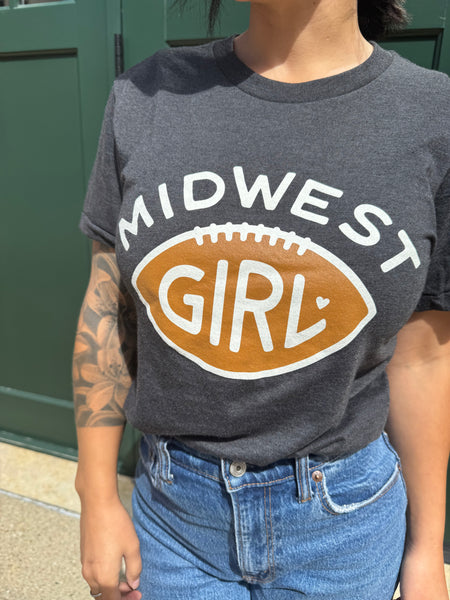 Midwest Girl Football Tee in Black