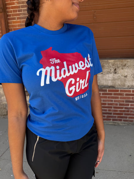 Midwest Girl Wisconsin Tee in Royal