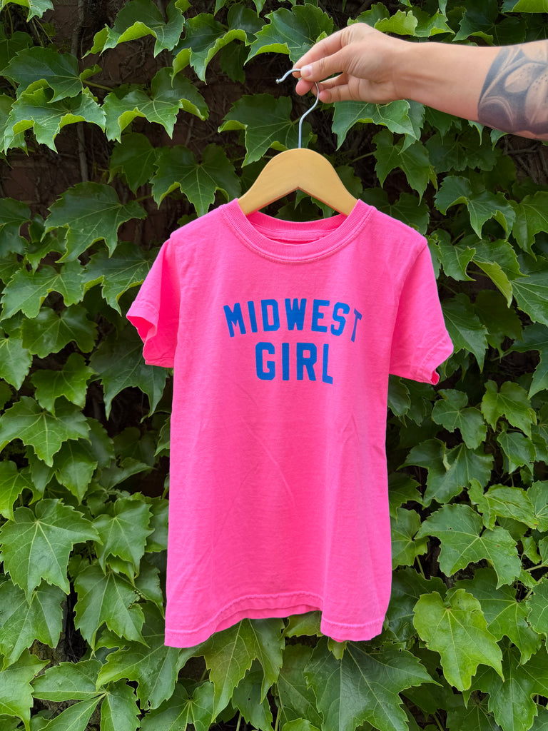 Midwest Girl Tee in Neon Pink for Kids