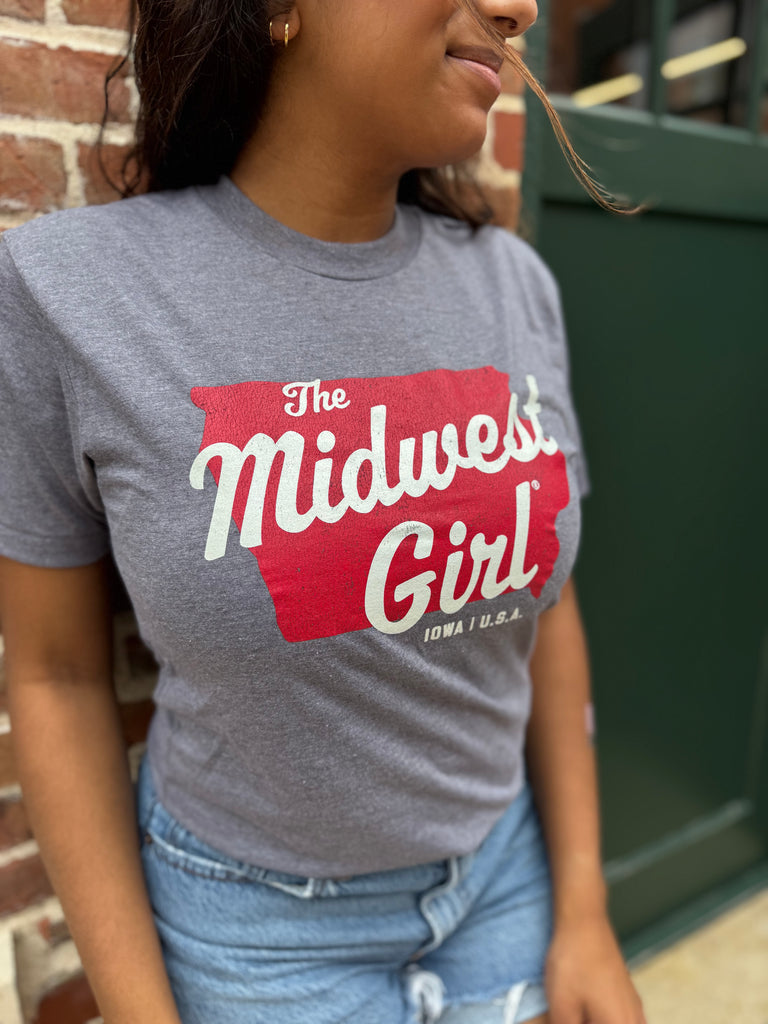 Midwest Girl Iowa Tee in Gray