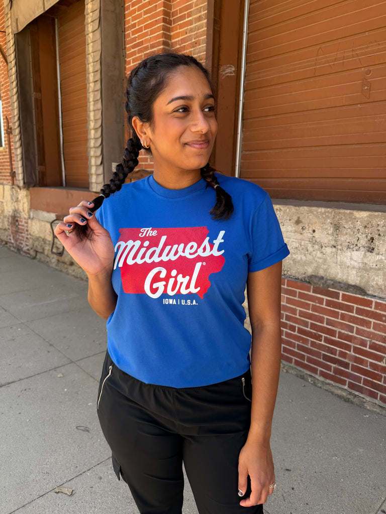 Midwest Girl Iowa Tee in Royal