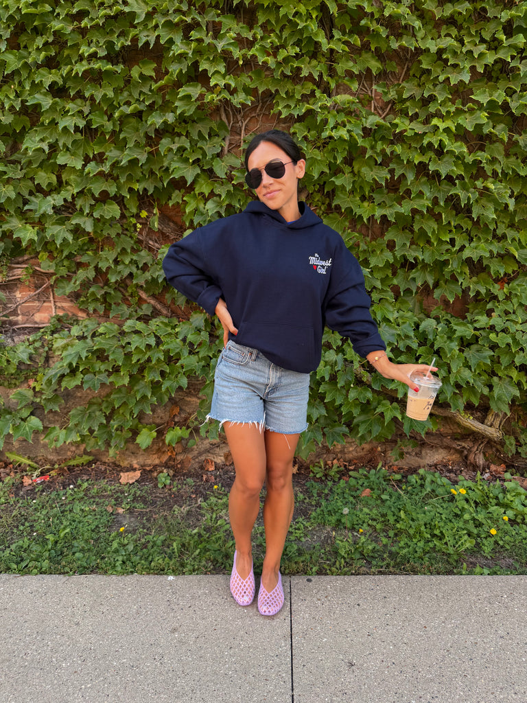 Midwest Girl Hoodie in Navy Blue