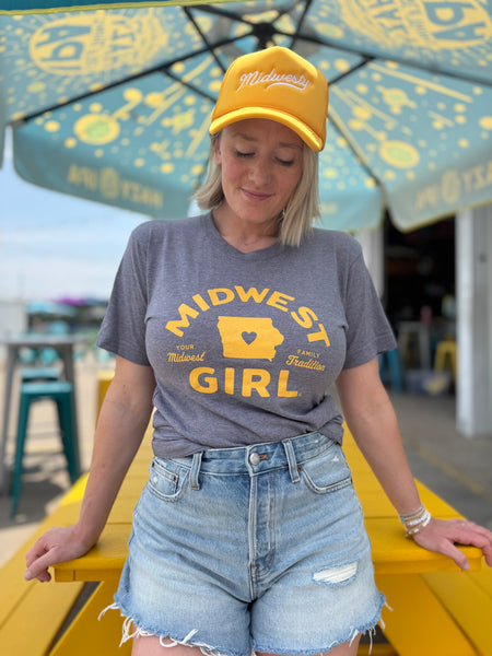 Iowa Midwest Girl Tee in Gray