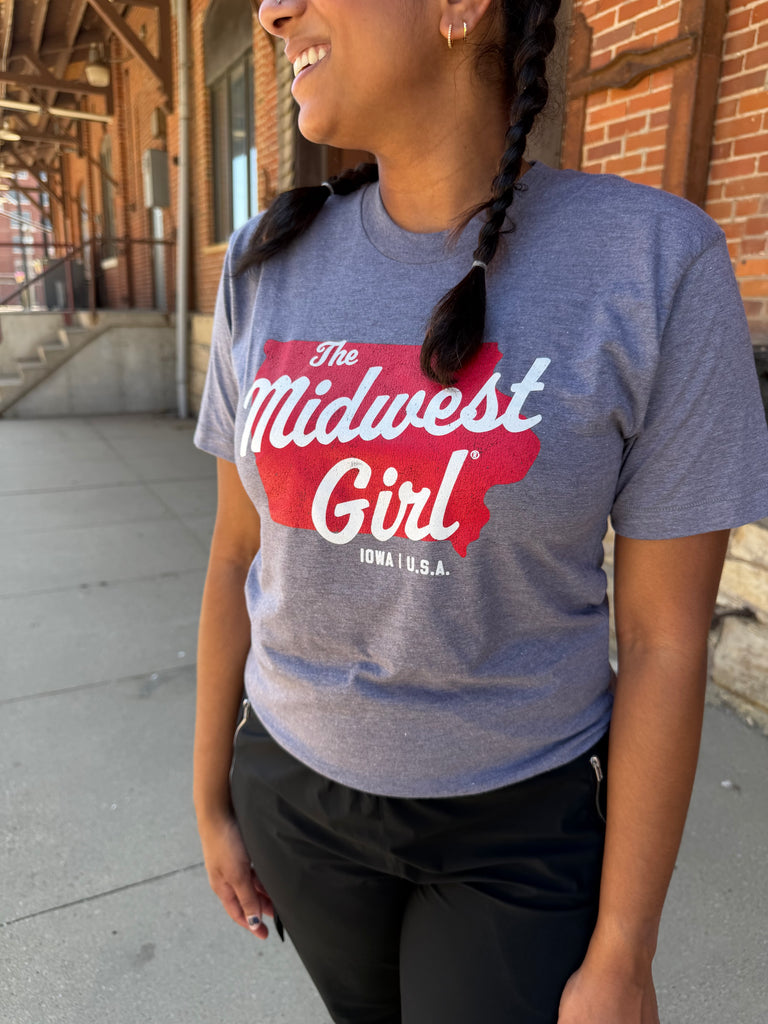 Midwest Girl Iowa Tee in Gray