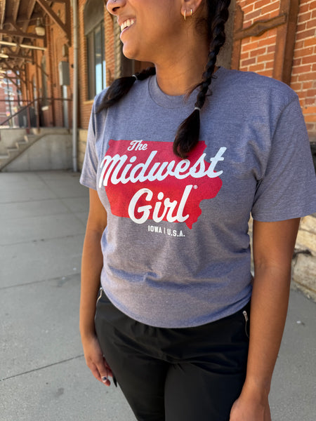 Midwest Girl Iowa Tee in Gray