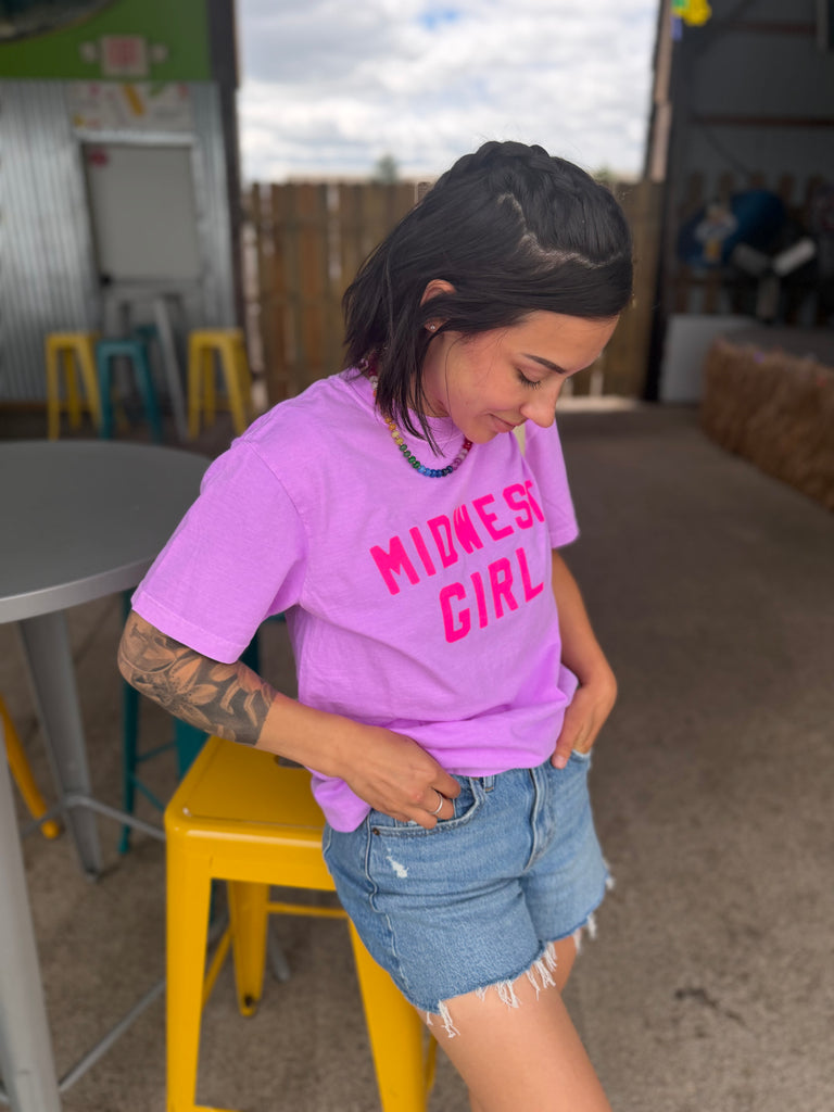 Midwest Girl Tee in Neon Violet
