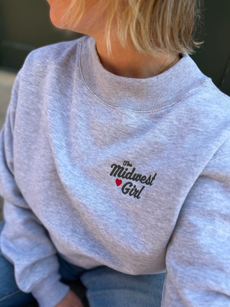 Mock Neck Crew in Athletic Gray