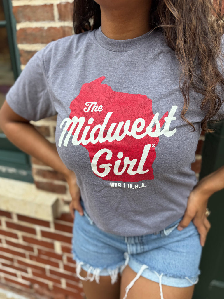 Midwest Girl Wisconsin Tee in Gray