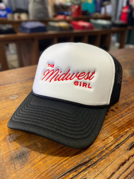 The Midwest Girl Trucker Hat in Black & White