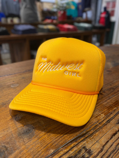 The Midwest Girl Trucker Hat in Gold