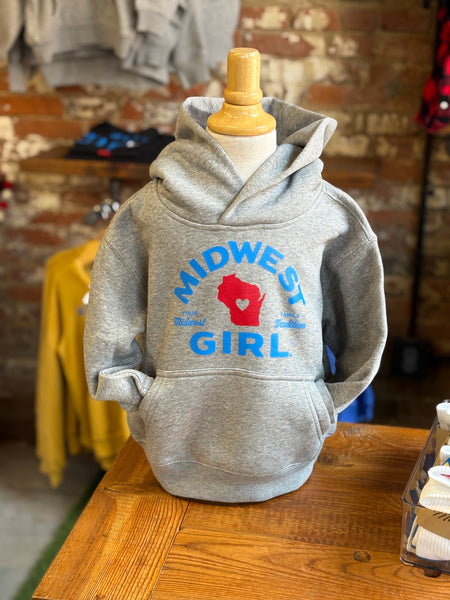 Wisconsin Midwest Girl Hoodie for Kids