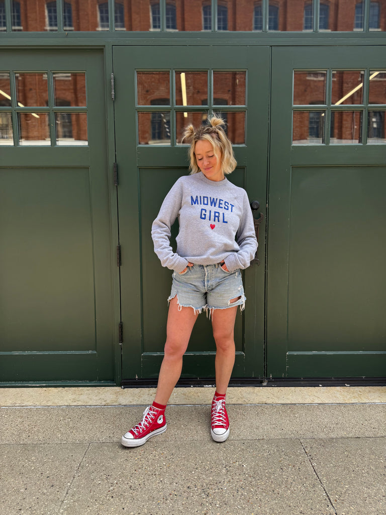 Midwest Girl Crew in Athletic Gray
