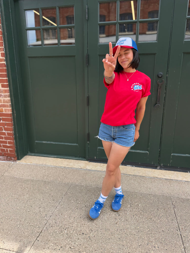 Midwest Girl Star Lake Tee in Red