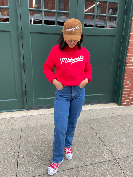 Midwesty Applique Crew in Red