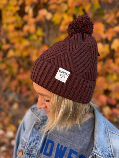Midwest Girl Pom Hat in Chocolate