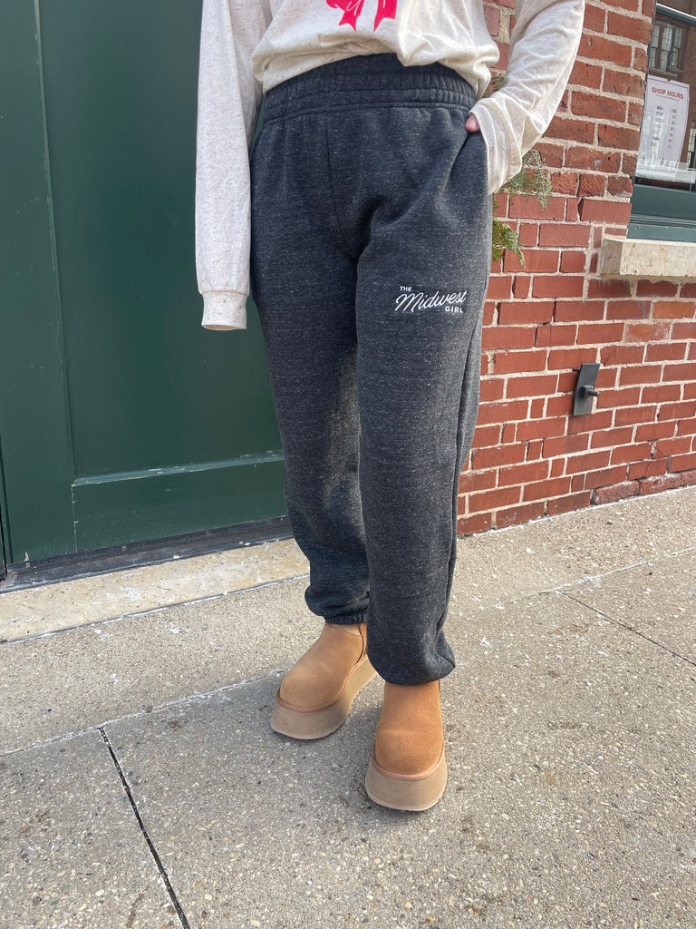 The Midwest Girl Sweats in Charcoal