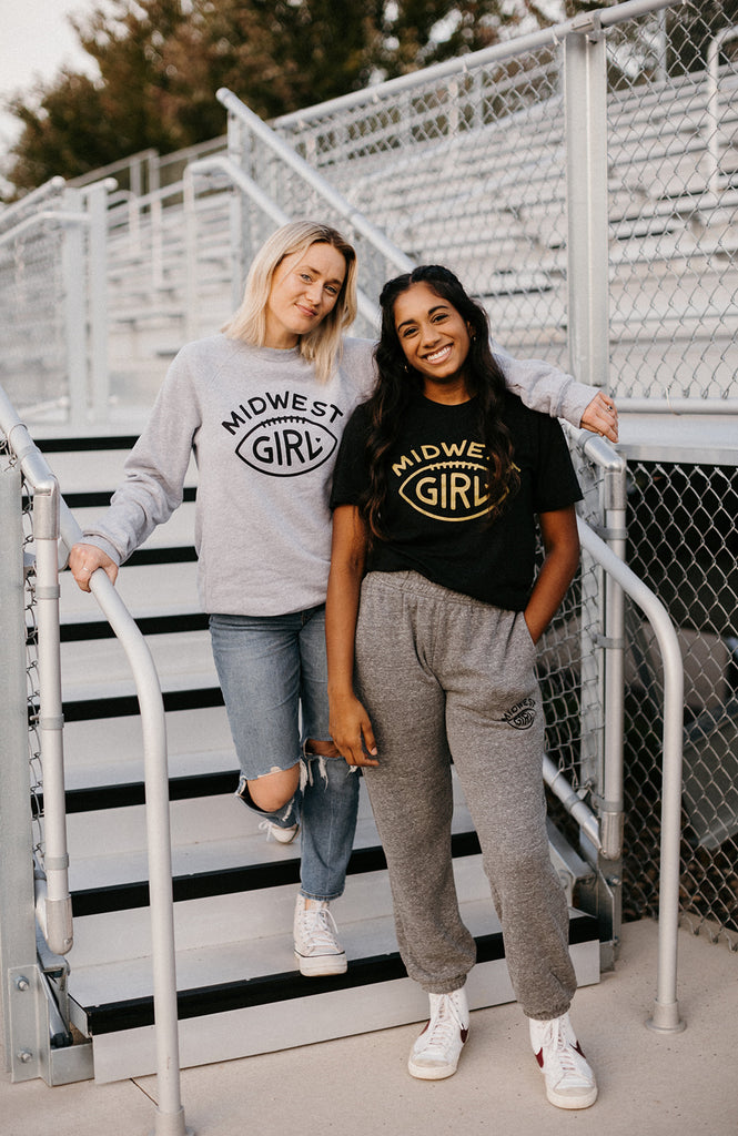 Midwest Girl Football Tee in Charcoal & Gold (FINAL SALE)