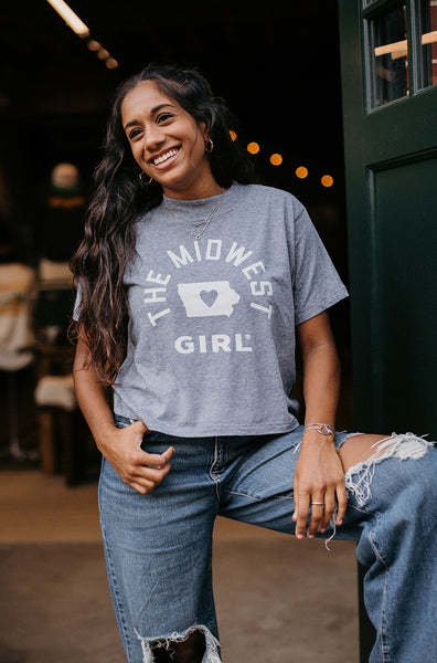 Iowa Crop Tee in Gray