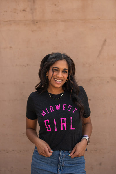 Midwest Girl Tee in Charcoal