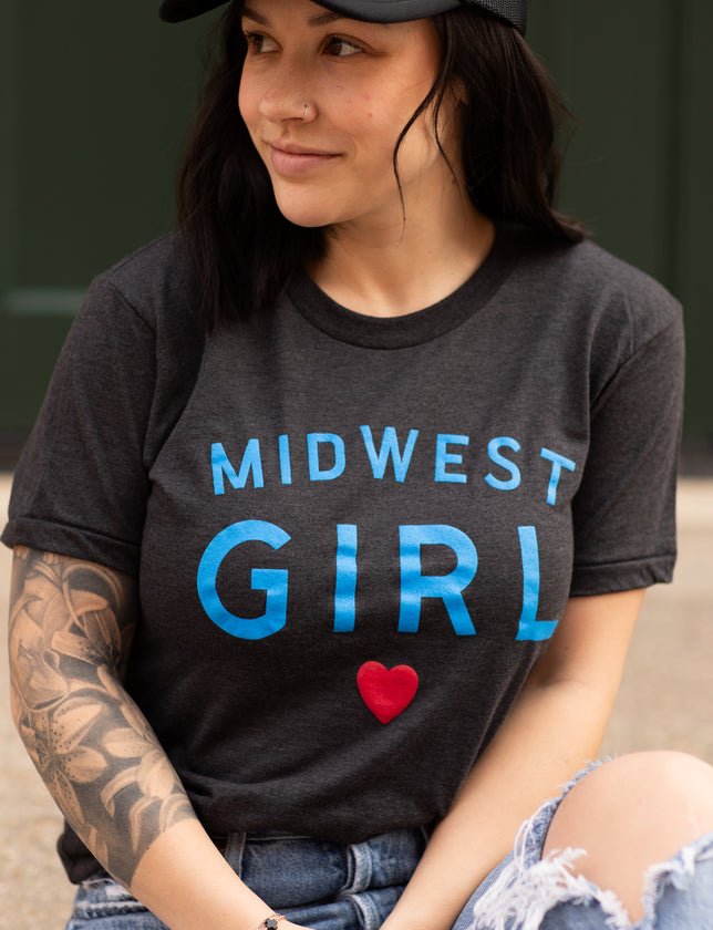 Midwest Girl Tee in Washed Black