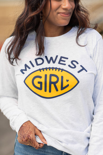 Midwest Girl Football Long Sleeve in Ash