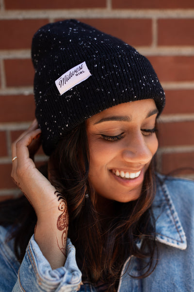 The Midwest Girl Beanie in Black