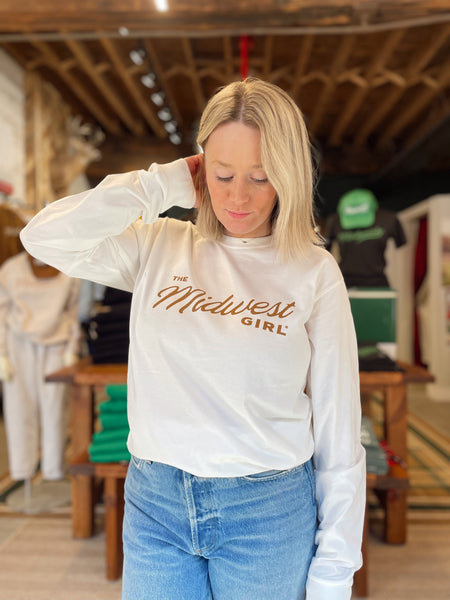 The Midwest Girl Long Sleeve in Natural with Camel