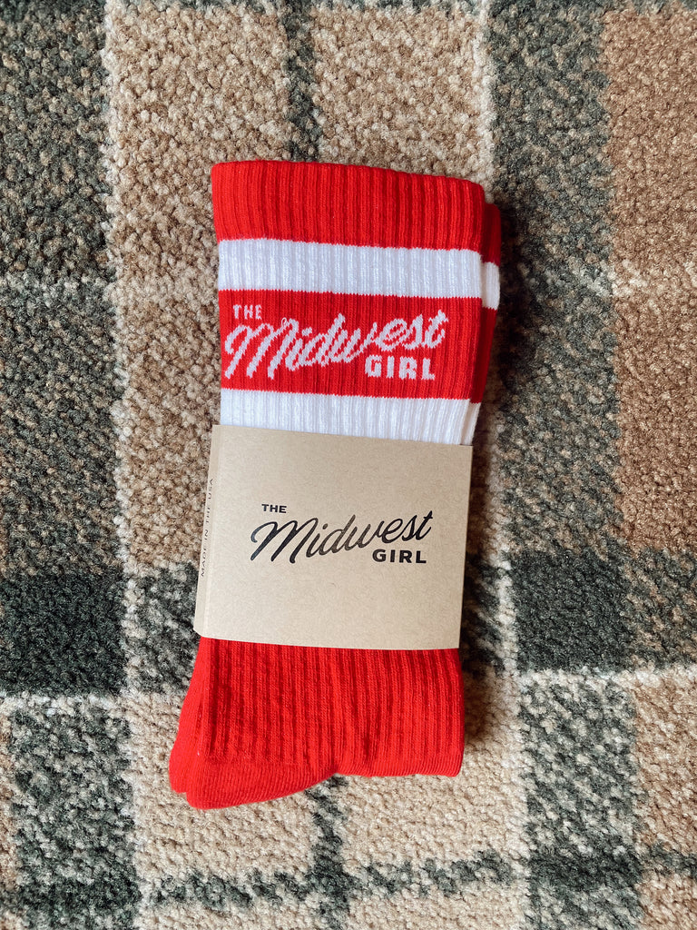 The Midwest Girl Socks in Red