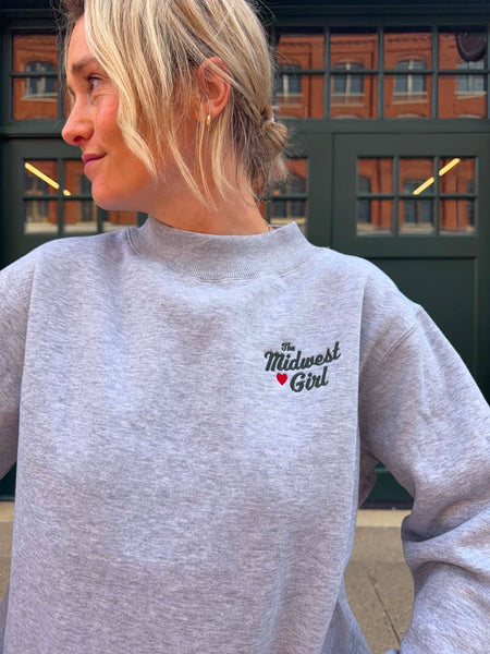 Mock Neck Crew in Athletic Gray