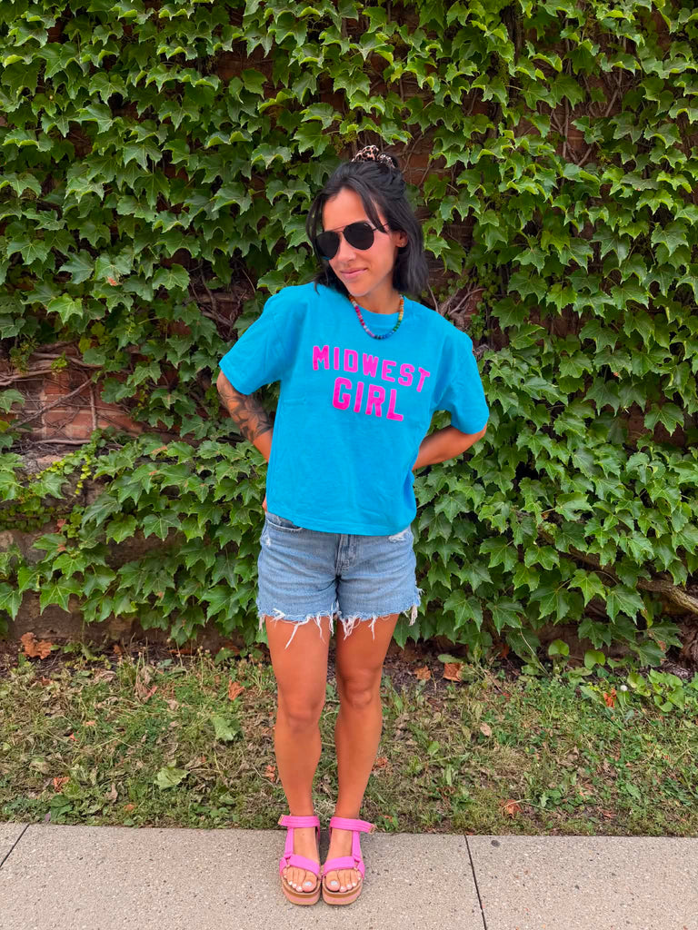 Midwest Girl Boxy Tee in Blue