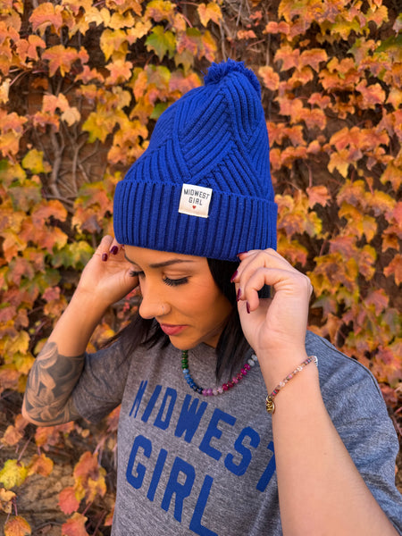 Midwest Girl Pom Hat in Royal