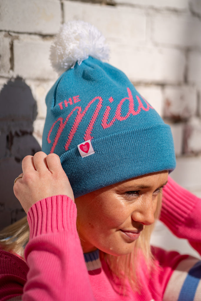 Midwest Girl Pom Beanie in Blue