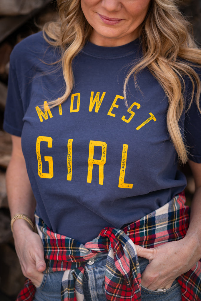 Midwest Girl Tee in Navy