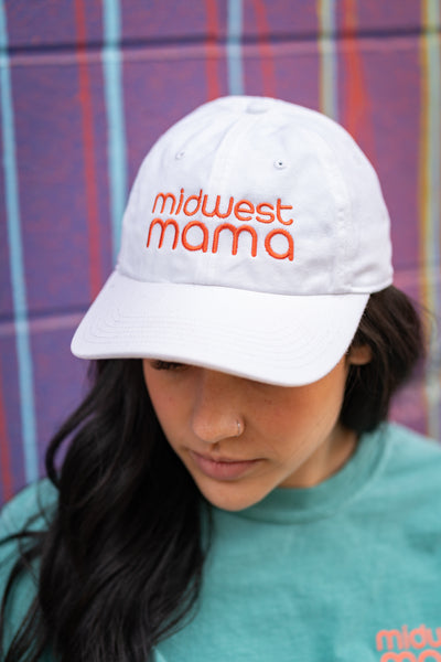 Midwest Mama Baseball Hat in White